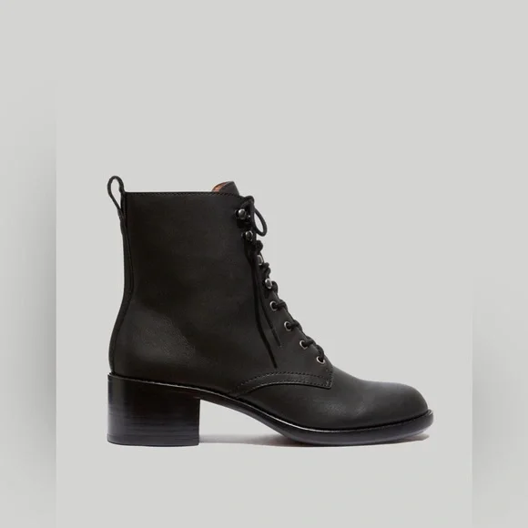 New Madewell Women Combat The Patti Lace Up Boots Black Size 6.5 - Picture 3 of 8